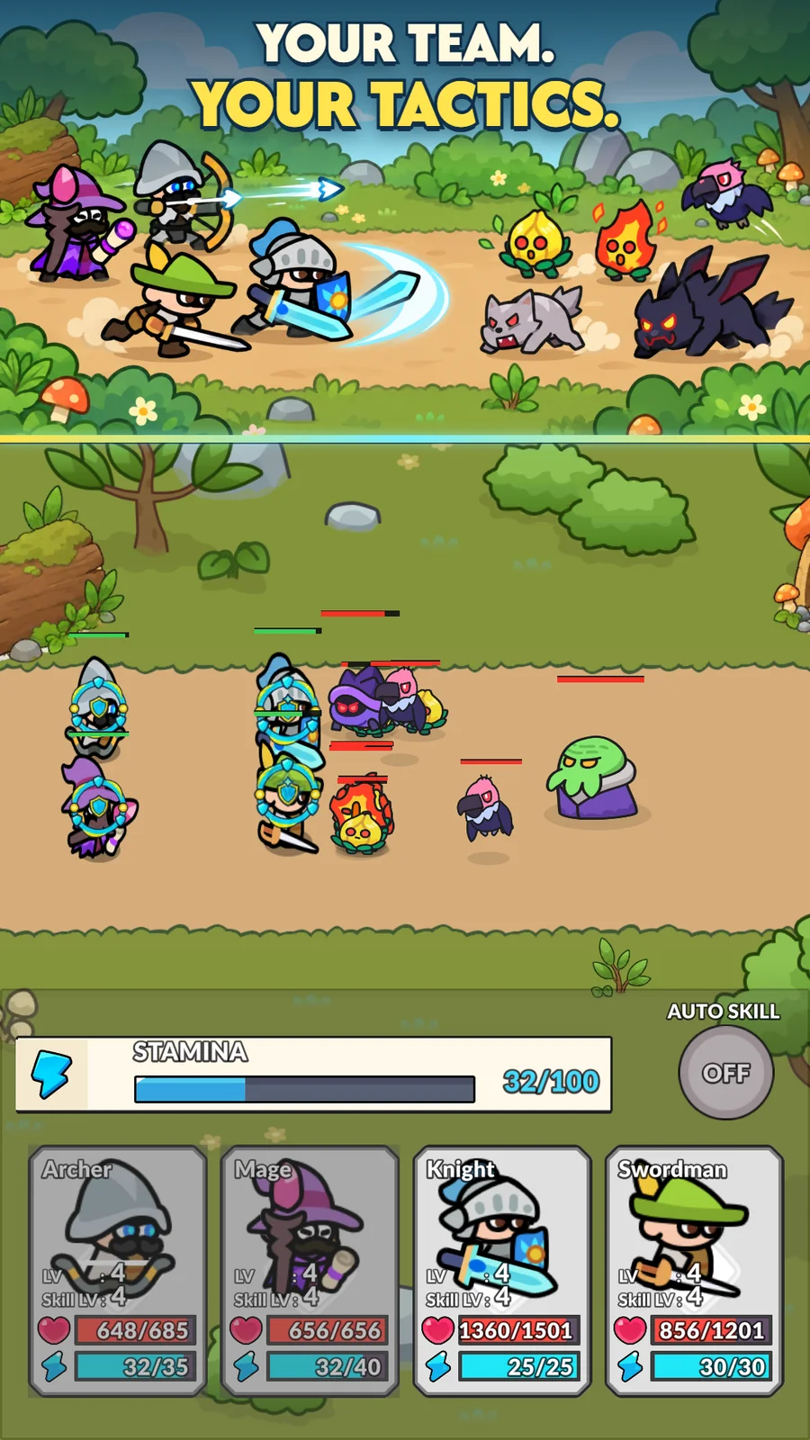 A four-hero squad faces a fantasy battle