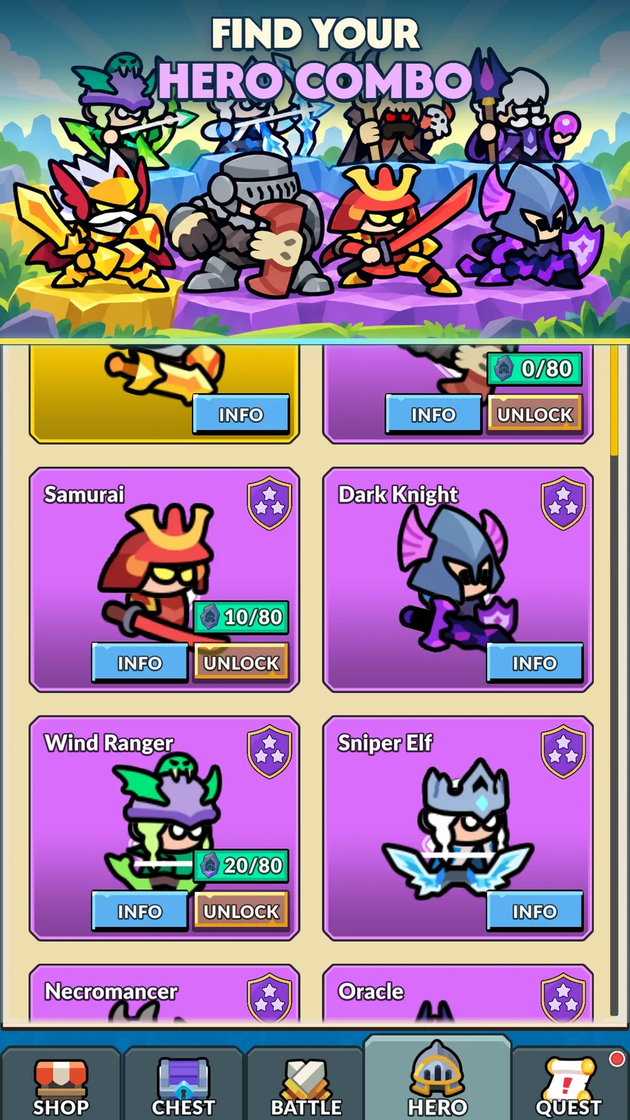 Discover heroes and squad combinations