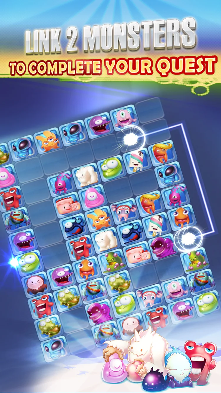 Connect matching monster tiles