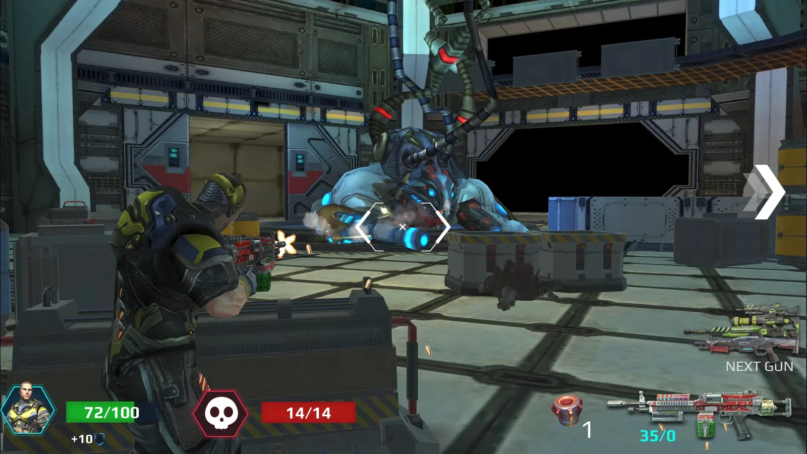 Take cover during a boss encounter